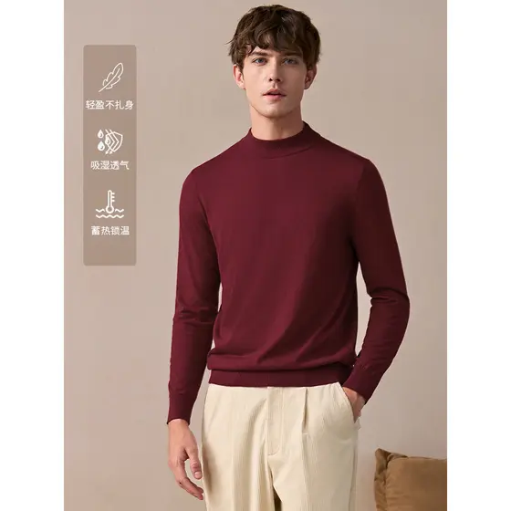 Ano novo chinês Trobe Benming ano vermelho gola alta camisola masculina camisola de inverno festivo camisola interna