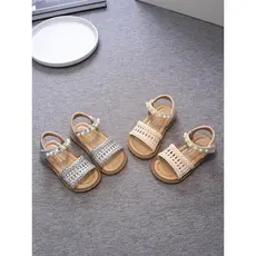 Meninas sandálias dedo do pé aberto tecido estilo Pastoral bebê sapatos romanos 2026 verão sapatos infantis meninas cria