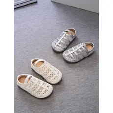 Meninas Baotou sandálias chinelos de malha oca sapatos romanos 2026 verão sapatos infantis bebê menina salto baixo princ