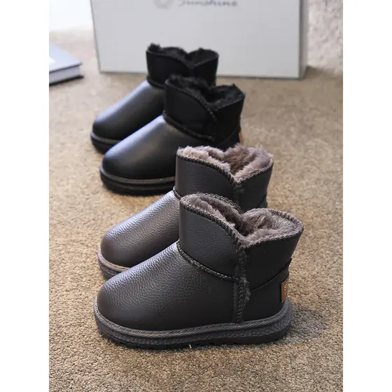 Crianças botas de neve à prova dwaterproof água antiderrapante quente nordeste grandes botas de algodão preto 2024 estil