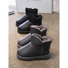 Crianças botas de neve à prova dwaterproof água antiderrapante quente nordeste grandes botas de algodão preto 2024 estil
