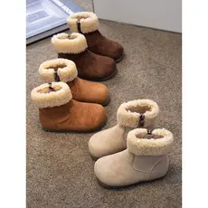 Crianças botas de neve duas botas de lã de algodão 2025 inverno novo estilo meninas camurça botas curtas bebê menina bot