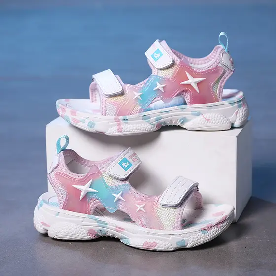 ABC meninas sandálias 2023 novo estilo verão médio grande crianças meninas princesa sola macia antiderrapante sapatos de