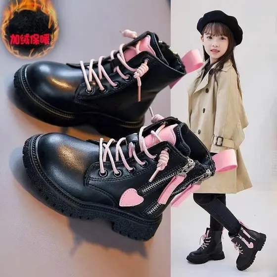 Meninas sapatos de algodão Martin botas outono inverno estilo 2025 novo estilo botas de princesa médio pequeno crianças
