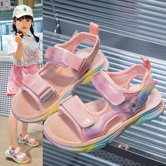 ABC meninas sandálias verão sapatos de praia novo estilo médio grande crianças dedo do pé aberto exterior usar Elsa prin