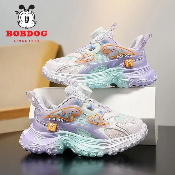 Bobo meninas sapatos 2026 primavera outono novo estilo sapatos esportivos infantis malha respirável leve meninas pai sap