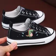 Meninos sapatos de lona 2026 primavera outono novo estilo sapatos infantis dinossauro grandes tênis infantis escola prim