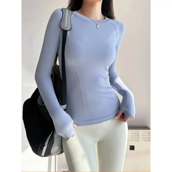 Slim-fit mais magro olhar roupas de Yoga topo feminino sem costura correndo treinamento roupas de Fitness em torno do pe
