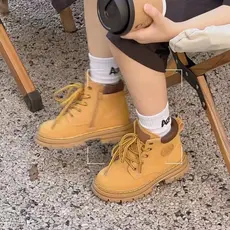 Couro genuíno crianças Martin botas de algodão 2025 outono inverno novo estilo meninas botas de ruibarbo botas pequenas