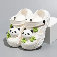 2025 novo estilo meninas Panda buraco sapatos verão bonito dos desenhos animados Baotou sandálias ao ar livre chinelos b