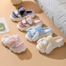 Chinelos de algodão feminino 2024 inverno novo estilo quente antiderrapante sola grossa interior casa bonito dos desenho