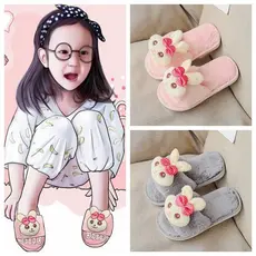 Meninas chinelos de algodão crianças outono inverno interior antiderrapante meninas 6-8 anos de idade casa piso peludo n