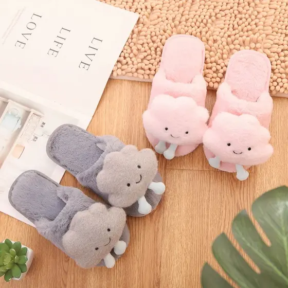 Crianças outono inverno chinelos de algodão meninas meninas interior antiderrapante Baotou peludo meninos dos desenhos a