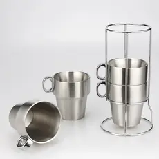 Conjunto de xícara de café de aço inoxidável de camada dupla Anti-escaldante conjunto de copo de água com isolamento tér