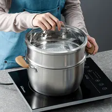 Panela de sopa doméstica de aço inoxidável 304, espessada, grande capacidade, sopa, mingau, macarrão, fogão de indução a