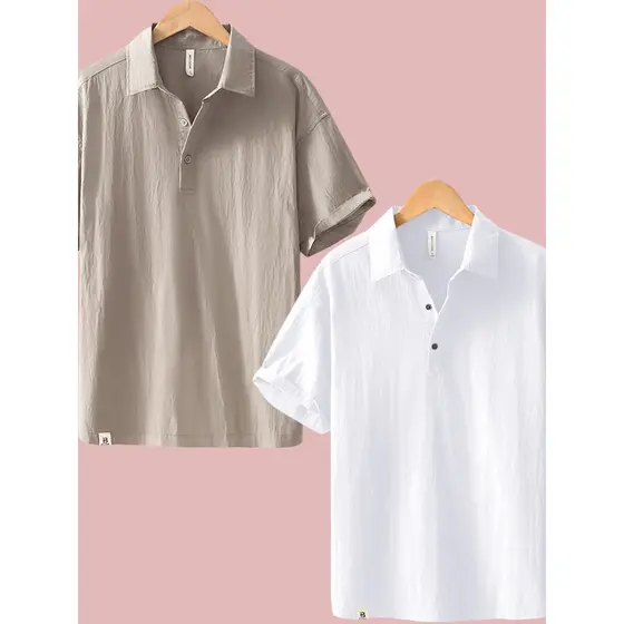 Camisa POLO masculina 2026 novo estilo verão estilo fino novo estilo chinês lapela camisa de manga curta negócios camisa