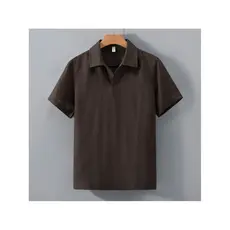 1527 Tencel Linho Camisa Masculina de Manga Curta Novo Estilo Lapela Camisa polo Casual Masculina Camisa Masculina Comér