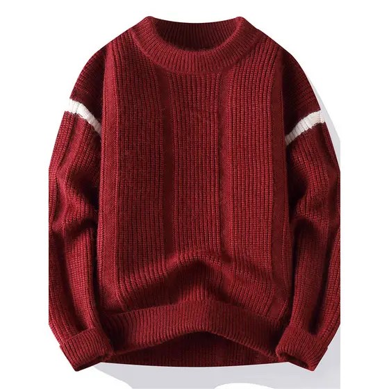 Camisola masculina outono inverno na moda 2026 novo estilo em torno do pescoço fundo interno malhas Casual solto roupas