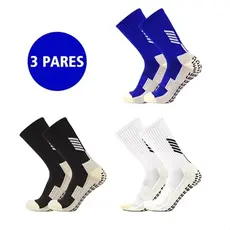 Kit 3 Pares Meias Esportivas Cano Alto Antiderrapantes Jcolour Unissex Masculino e Feminino
