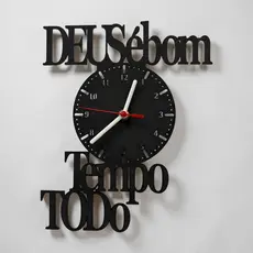 Relógio de Parede Decorativo em MDF Decoração Deus é Bom o Tempo Todo