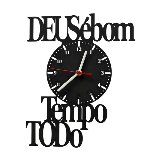 Relógio em MDF Decoração Deus é Bom o Tempo Todo Decorativo Sala Quarto Cozinha