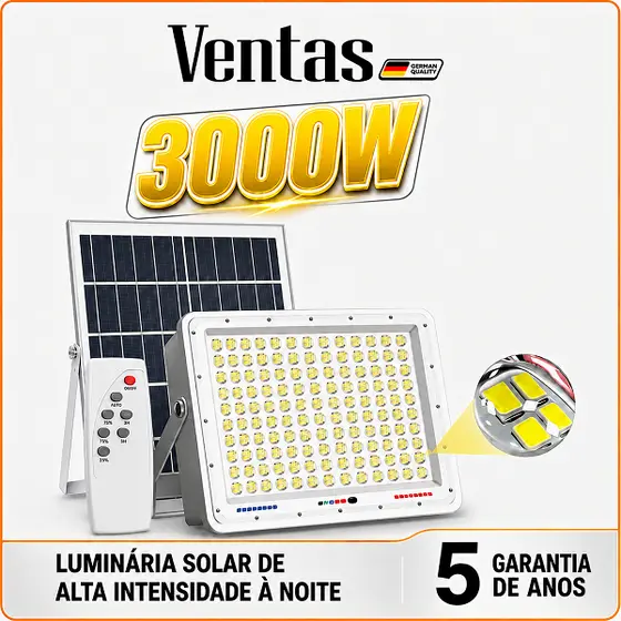 Ventas Refletor Solar 3000W Kit  Unidades Sensor Movimento Controle Remoto IP67 À Prova D'Água Super