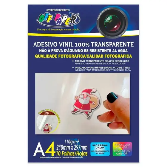 Adesivo Vinil A4 100% Transparente Impressora Jato De Tinta