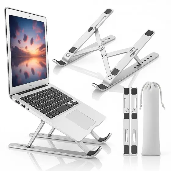 18 Polegadas Suporte para Notebook Alumínio Ajustável Dobrável Ergonômico Portátil