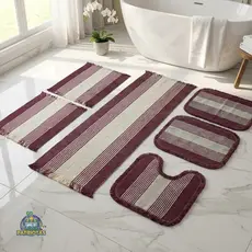 Kit Jogo de Banheiro e Tapete de Cozinha 6 Peças 100% Algodão Antiderrapante Absorvente