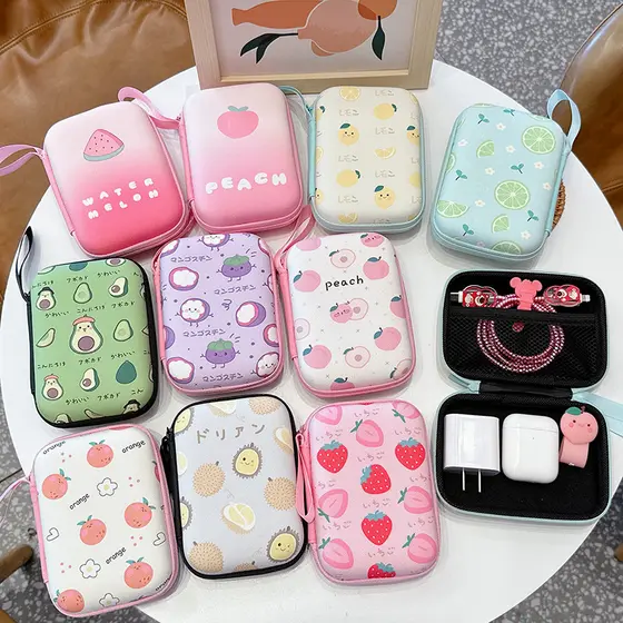 Carregador de cabo de dados para fone de ouvido, bolsa de armazenamento Digital, frutas fofas, câmera ccd, disco rígido,