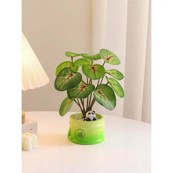 Planta verde artificial pequeno vaso de plantas flor artificial decoração de flores artificiais escritório Desktop casa 