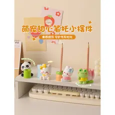 Bonito dos desenhos animados Animal pequenos ornamentos caneta titular multifuncional caneta titular mesa de descompress