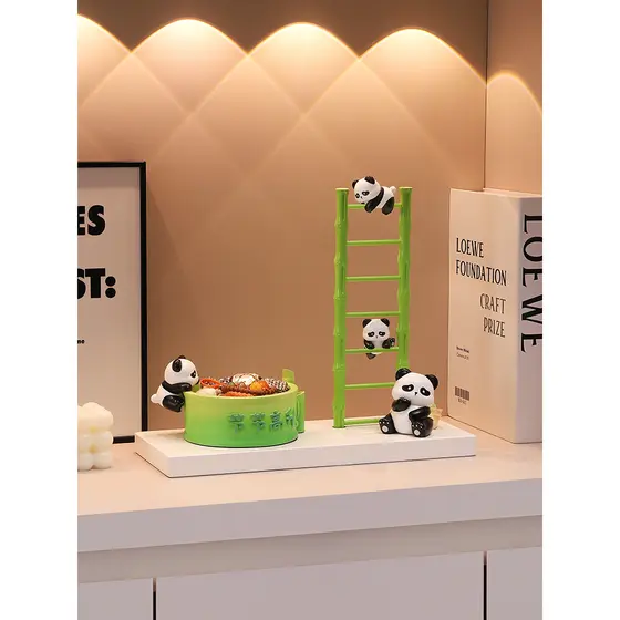 Rise Rise Rise Rise Rise Panda Ornamentos Entrada Chave Armazenamento Casa Sala de estar Decoração de mesa Inauguração d