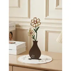 Criativo ferro arte 2D impressão em cores planas garrafa decoração sala de estar mesa flor silhueta High-End arte decora