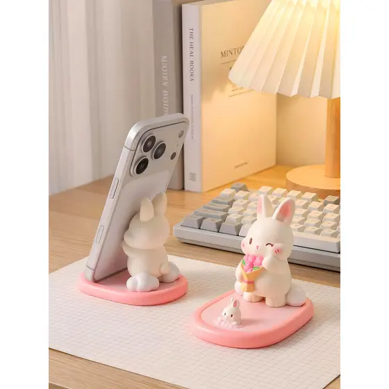 Bonito buquê coelho suporte de telefone ornamentos Desktop estabilizador emocional 520 presentes para namorada