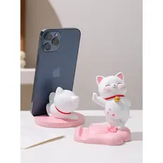 Decoração de escritório pequenos ornamentos gato bonito suporte do telefone local de trabalho descompressão cura present