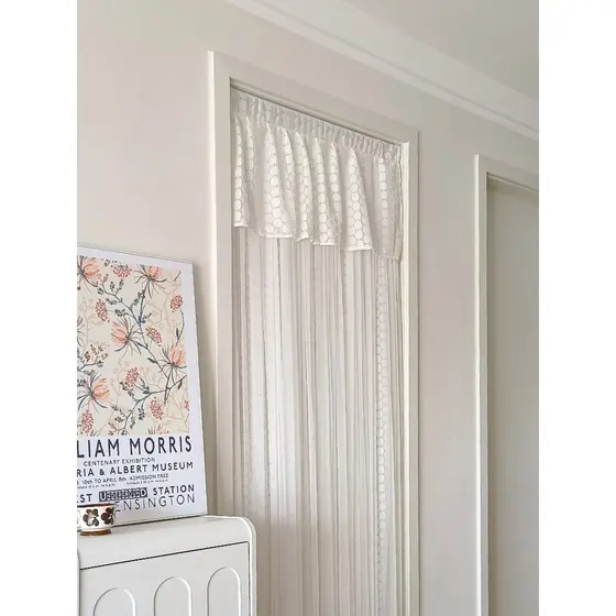 Cortina de porta estilo creme francês leve, cortina divisória doméstica sem perfuração, quarto, cortina de gaze Anti-mos