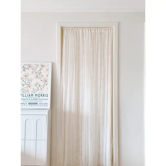 Novo produto sem perfuração cortina de porta Folio menina gaze cortina luz estilo francês bloco cortina creme vento gaze