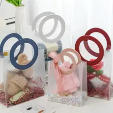 10 A 30 Bolsas de Presente 18X16CM Embalagem Transparente Fosca Pvc Alça Redonda Praia Piscina Tendência Verão Presente