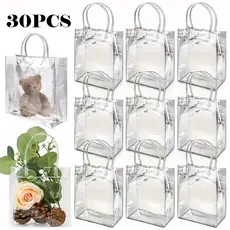 【10/20/30pcs】saco de presente transparente com alça saco de festa de plástico transparente de PVC