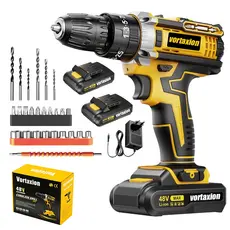 Parafusadeira Furadeira 48V Profissional Kit Completo 2 Baterias 48v Torque Ajustável Perfuração Aço