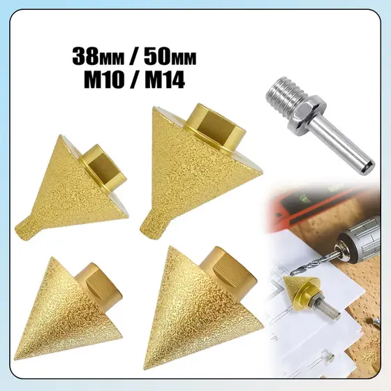 Broca De Chanfro Cônica Diamantada 50mm 38mm Para Esmerilhadeira M10/M14