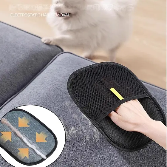 1~4 PCS Removedor de Pelos Pet - Luva Estática + Escova Dupla Face para Cães e Gatos