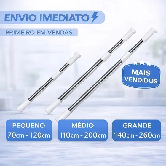 Varão de Parede Retrátil Extensível Inox Cortina Pia de Cozinha Cortina Box Banheiro Cortina Porta-SSG2