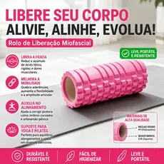 Rolo de Massagem Liberação Miofascial Foam Roller, Alívio Muscular Pós-Treino Para Yoga Pilates e Exercícios