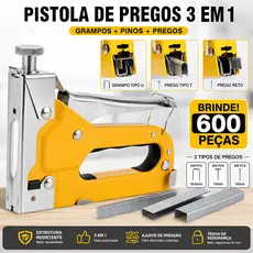 Grampeador Tapeceiro Profissional com 600 Grampos Ferramenta para Estofamento
