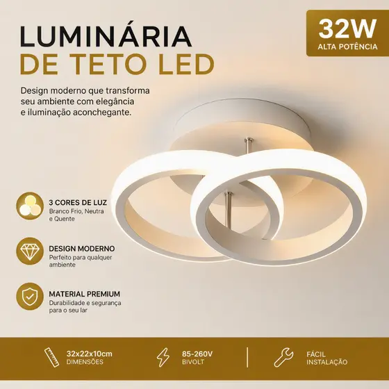 Luminária De Teto Led Decoração Minimalista Moderno Pendente Lustre Plafon para Sala Quarto 85-265V