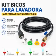 Mangueira de Engate Rápido c/ Bico Colorido p/ Lavadora Alta Pressão Electrolux, WAP, Vonder e Lavor 10m