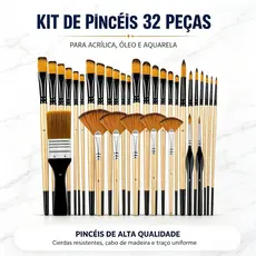 Kit 32 Pinceis Para Pintura De Pintura Para Acrílica Cerdas De Nylon Premium Com Redondo Filbert Plano Ventilador
