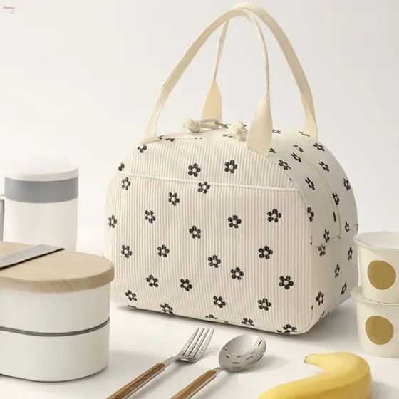 Bolsa de piquenique MXBEAUTY, bolsa térmica de veludo com folha de alumínio para almoço quente/frio, bolsa térmica de gr